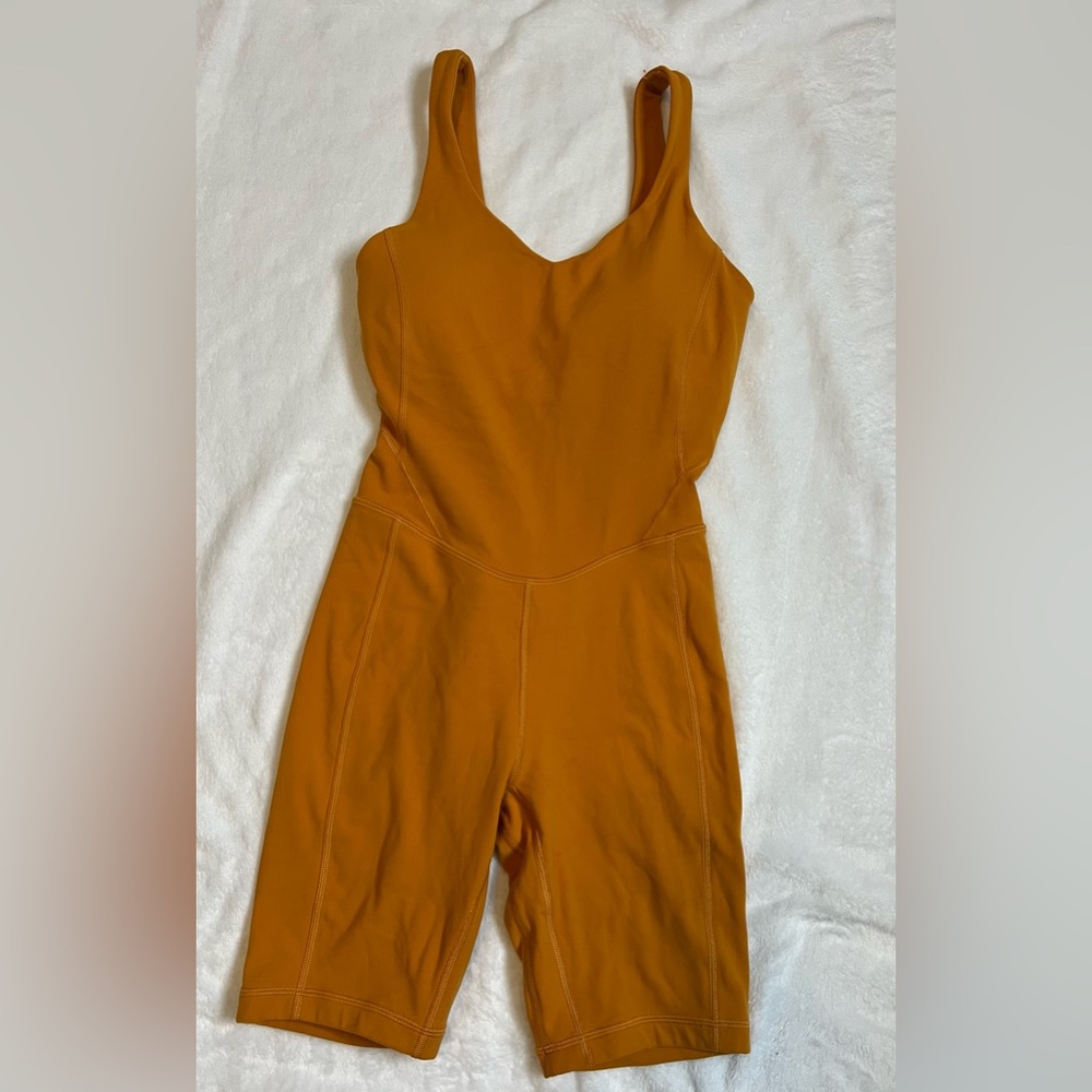 Lululemon Align Bodysuit 8" Gold Color Jumpsuit Romper One Piece Size 2 - Picture 3 of 6
